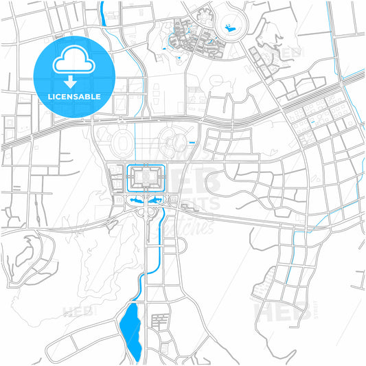 Jinan, Shandong, China, city map with high quality roads.