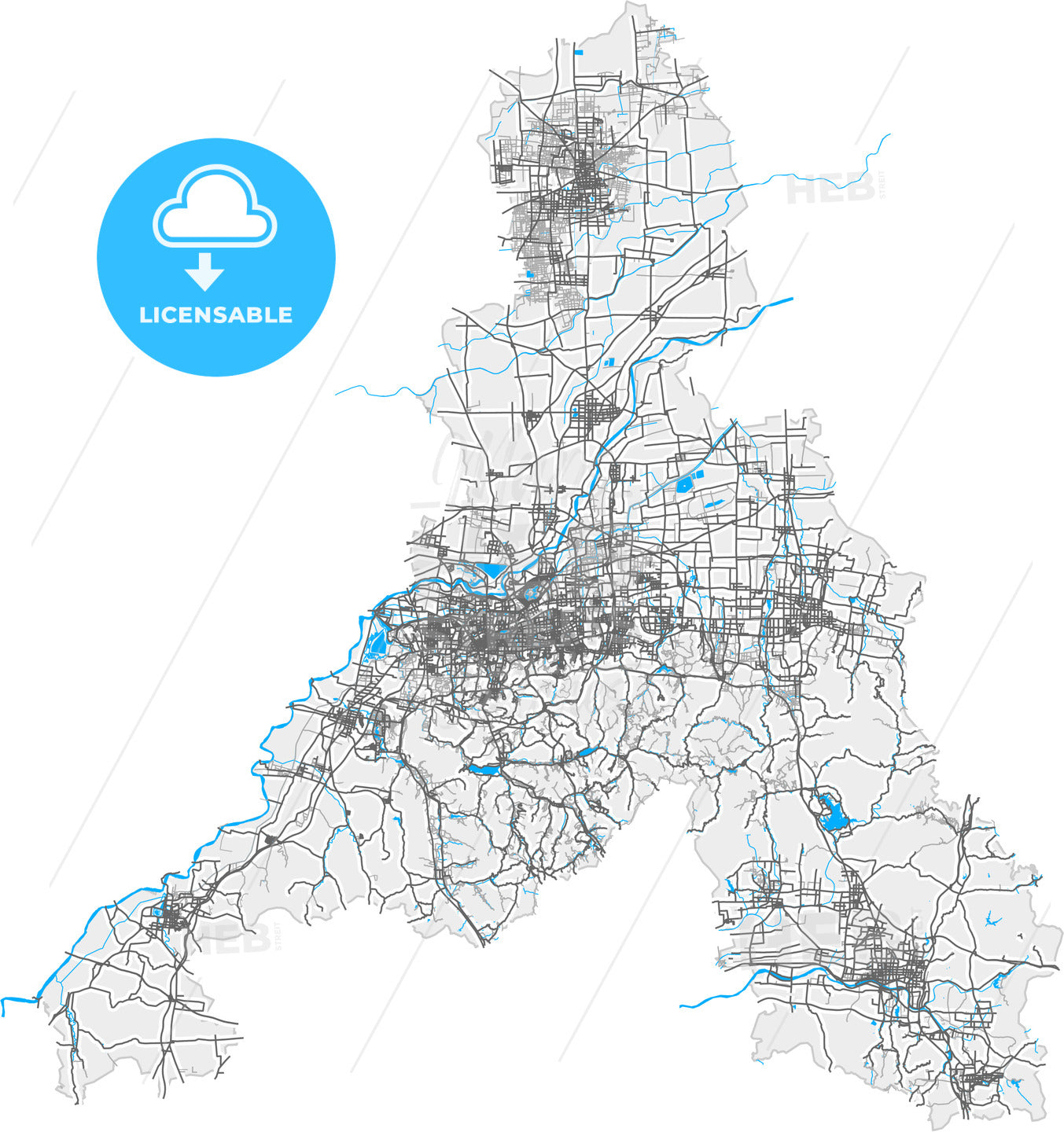 Jinan, Shandong, China, high quality vector map