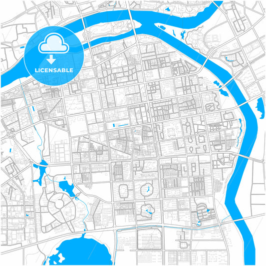 Jinhua, Zhejiang, China, city map with high quality roads.