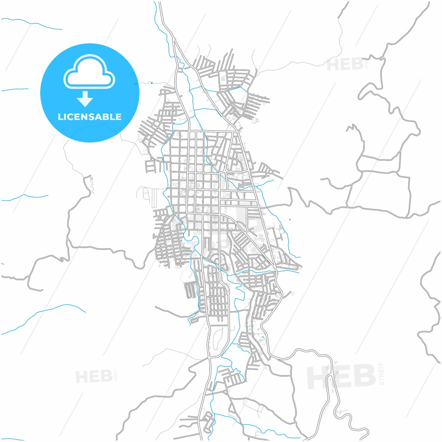 Jinotega, Jinotega, Nicaragua, city map with high quality roads.