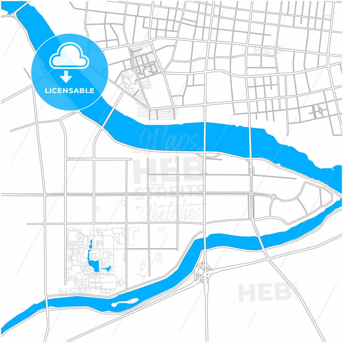 Jinzhou, Liaoning, China, city map with high quality roads.