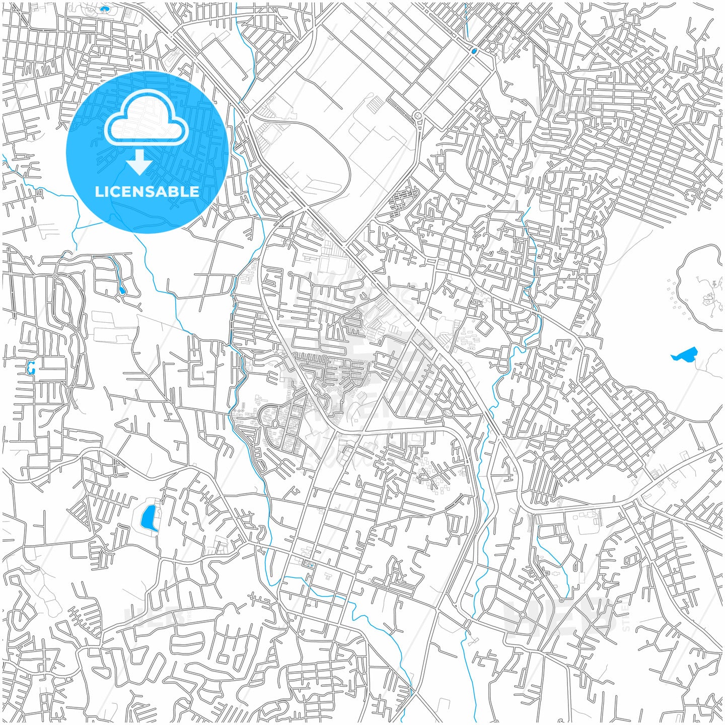 Jiutepec, Morelos, Mexico, city map with high quality roads.