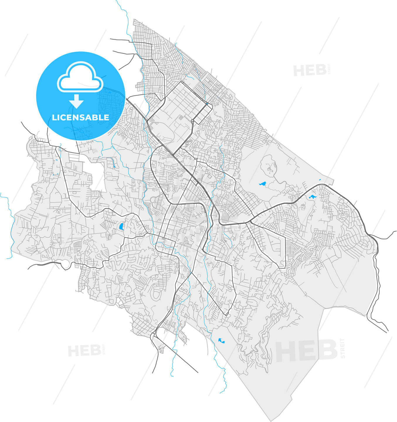 Jiutepec, Morelos, Mexico, high quality vector map