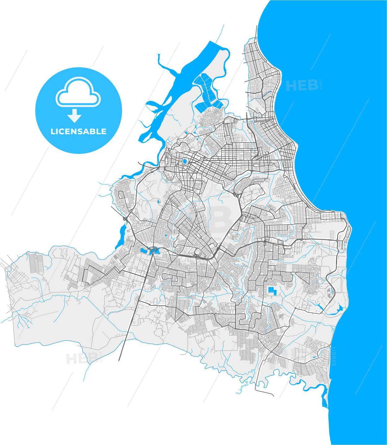 Joao Pessoa, Brazil, high quality vector map