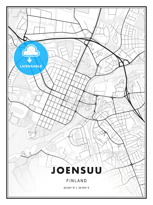 Joensuu, Finland, Modern Print Template in Various Formats - HEBSTREITS Sketches