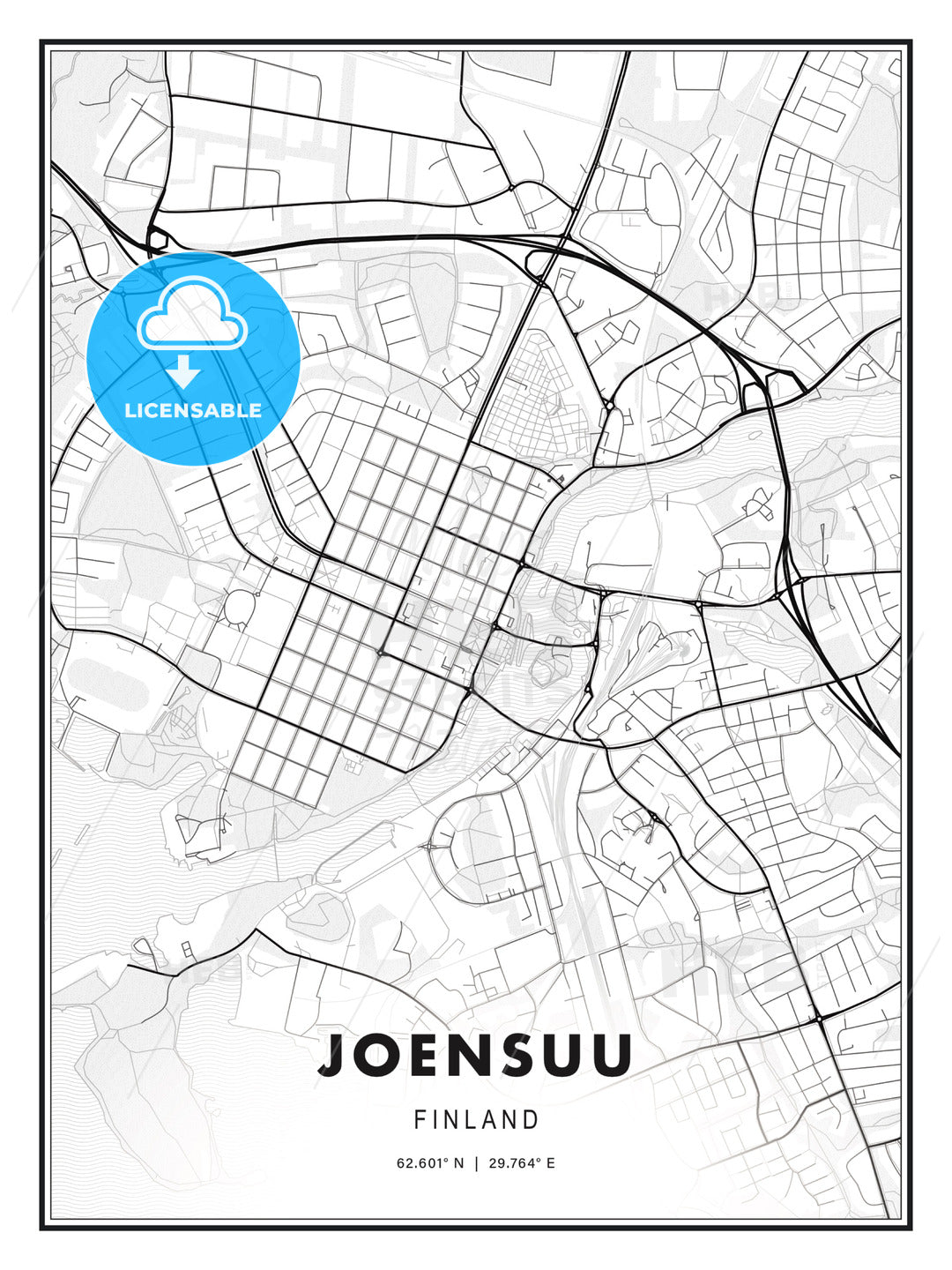 Joensuu, Finland, Modern Print Template in Various Formats - HEBSTREITS Sketches