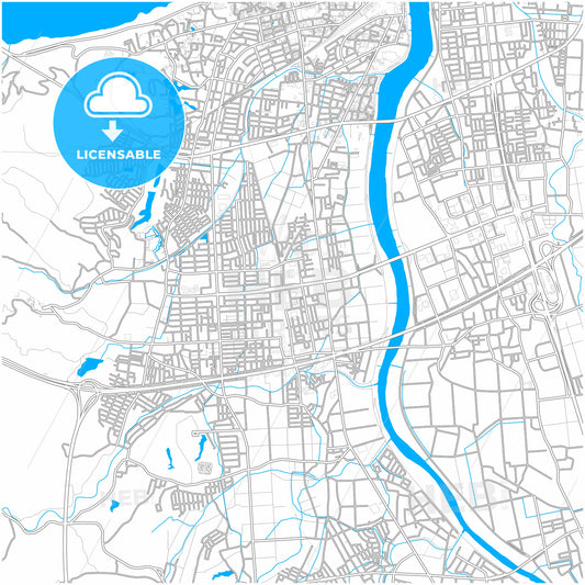 Jōetsu, Niigata, Japan, city map with high quality roads.