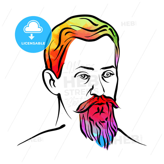 Johannes Kepler Colorful Hair Vector Drawing