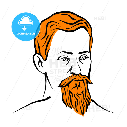 Johannes Kepler Vector Drawing With Surface For Hair