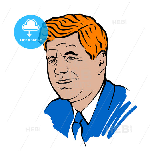 John F. Kennedy Vector Drawing With Colored Surfaces