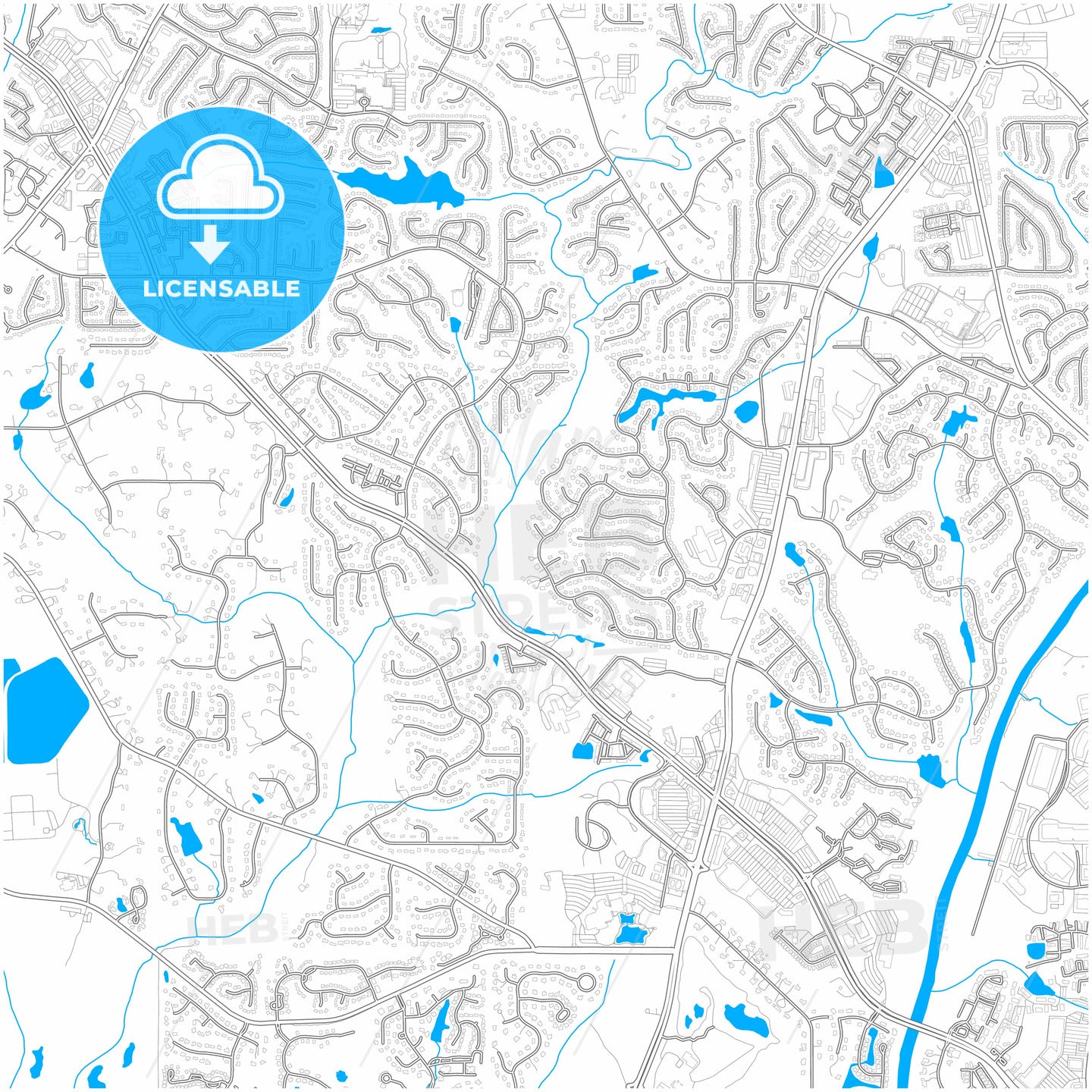 Johns Creek, Georgia, United States, city map with high quality roads.