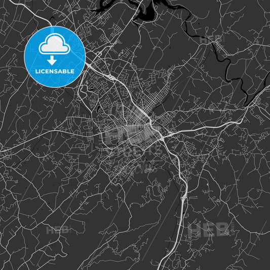 Johnson City, Tennessee - Area Map - Dark