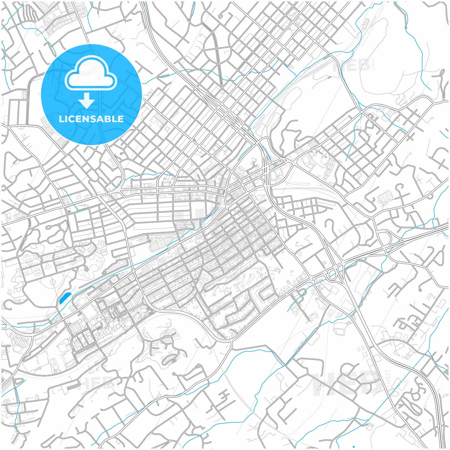 Johnson City, Tennessee, United States, city map with high quality roads.