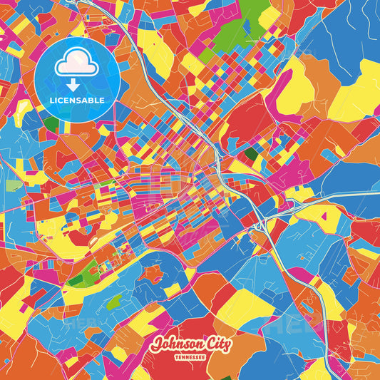 Johnson City, United States Crazy Colorful Street Map Poster Template - HEBSTREITS Sketches