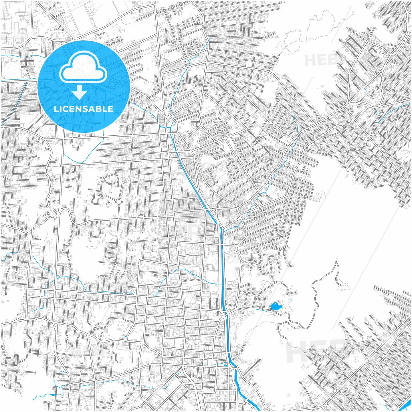 Joinville, Brazil, city map with high quality roads.