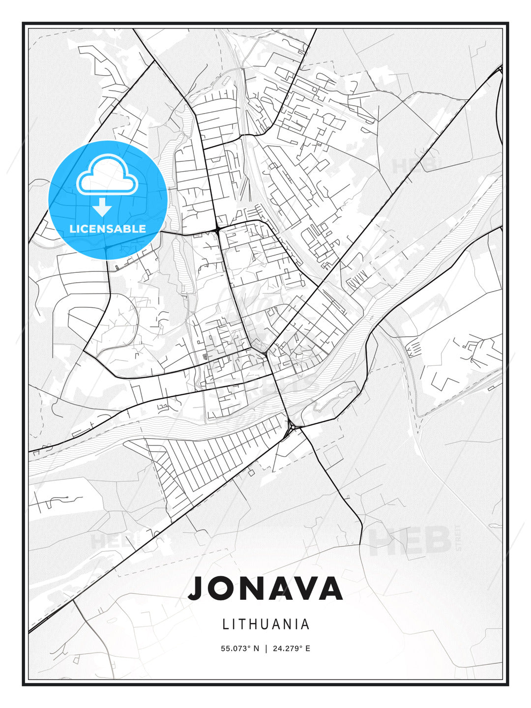 Jonava, Lithuania, Modern Print Template in Various Formats - HEBSTREITS Sketches