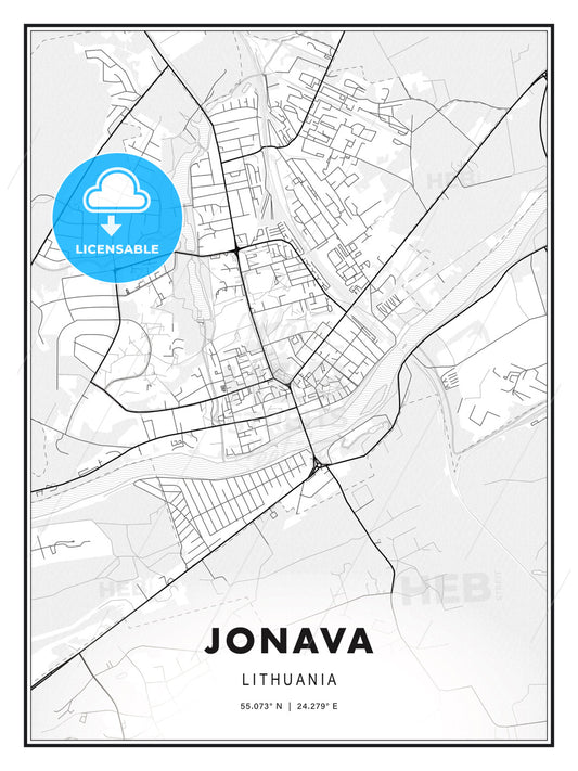 Jonava, Lithuania, Modern Print Template in Various Formats - HEBSTREITS Sketches