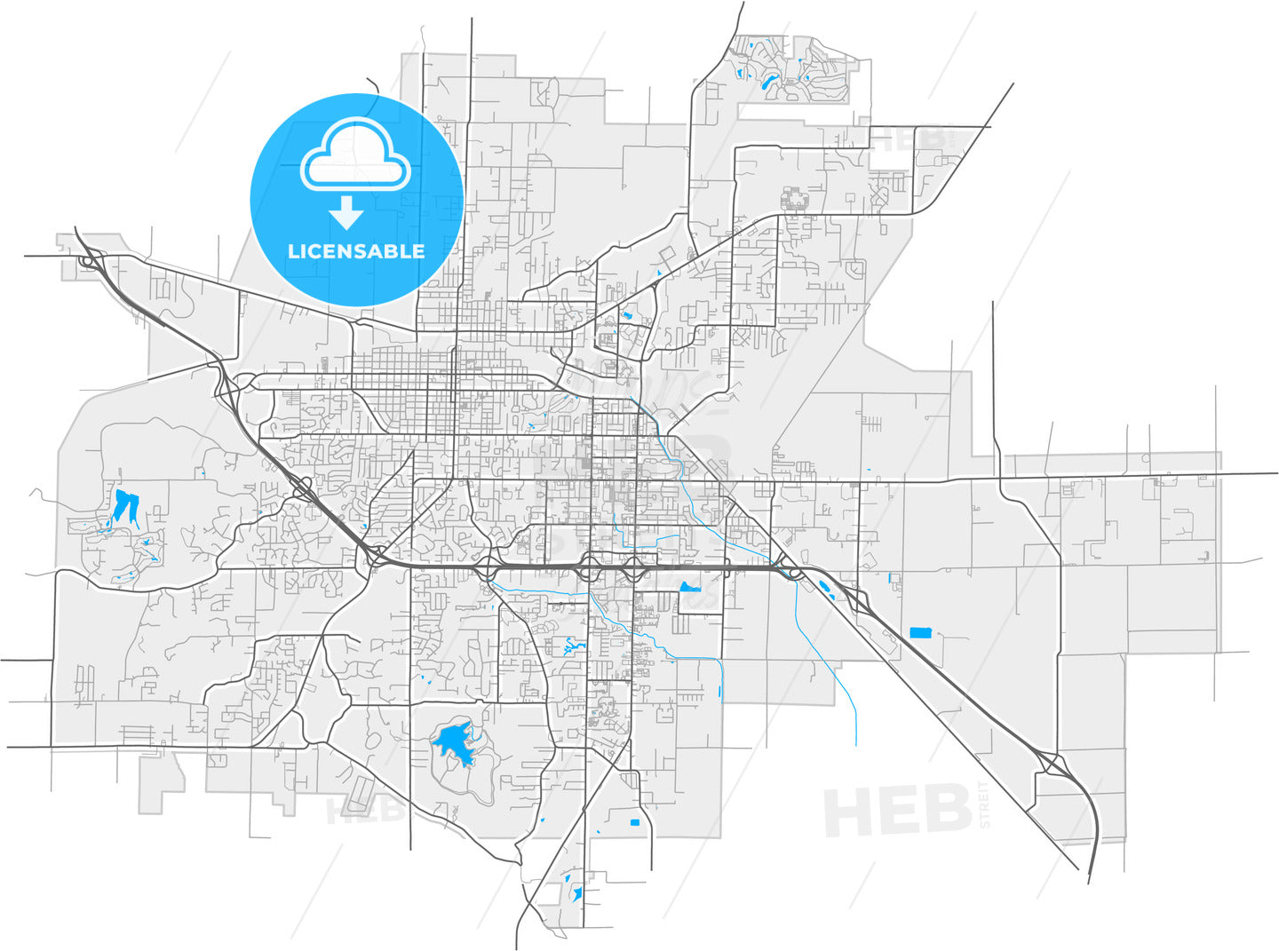 Jonesboro, Arkansas, United States, high quality vector map