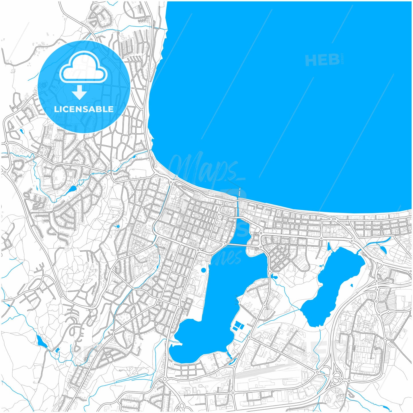 Jönköping, Sweden, city map with high quality roads.