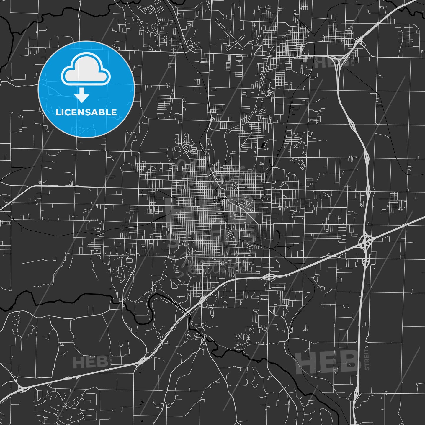 Joplin, Missouri - Area Map - Dark