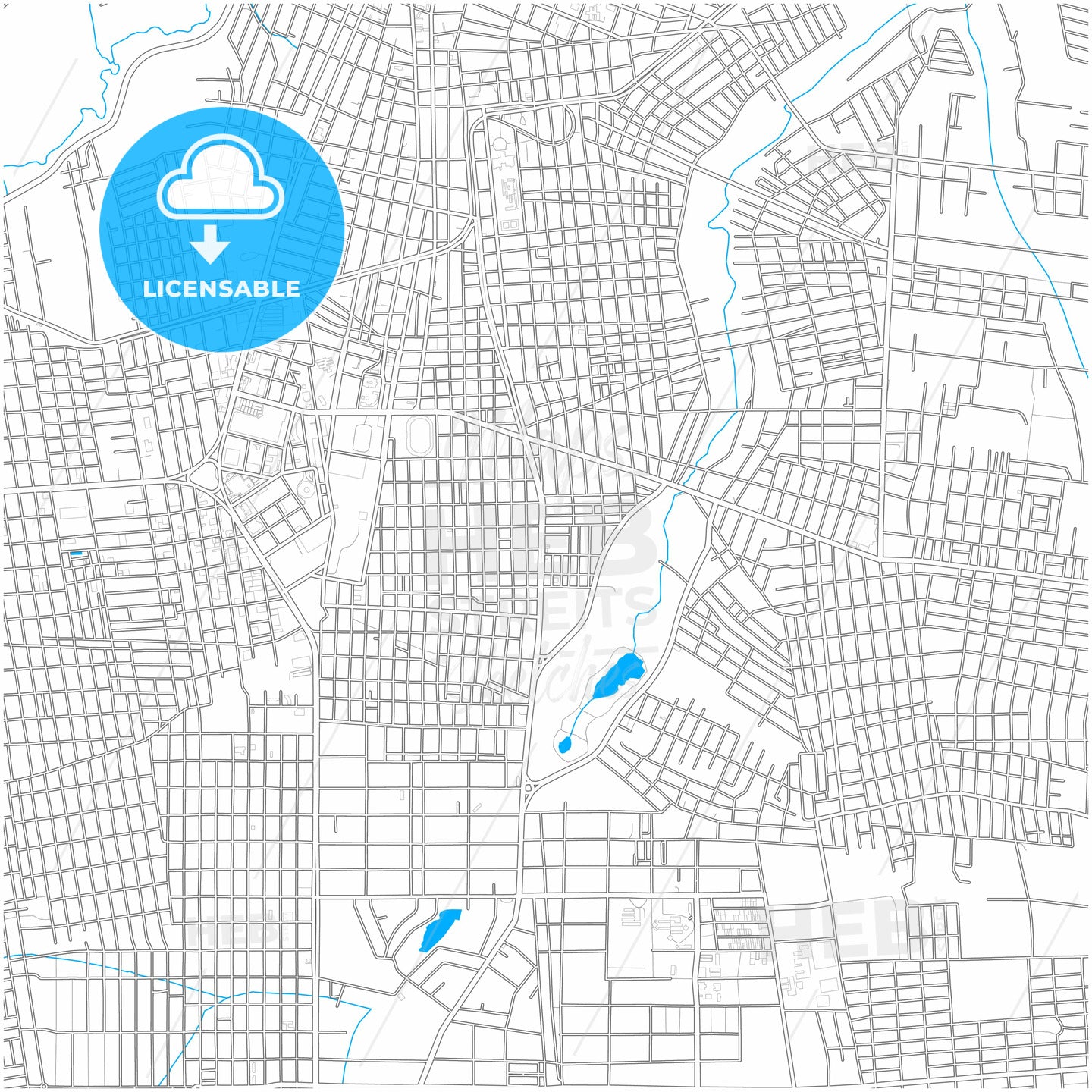 Juazeiro do Norte, Brazil, city map with high quality roads.