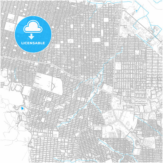 Juba, South Sudan, city map with high quality roads.