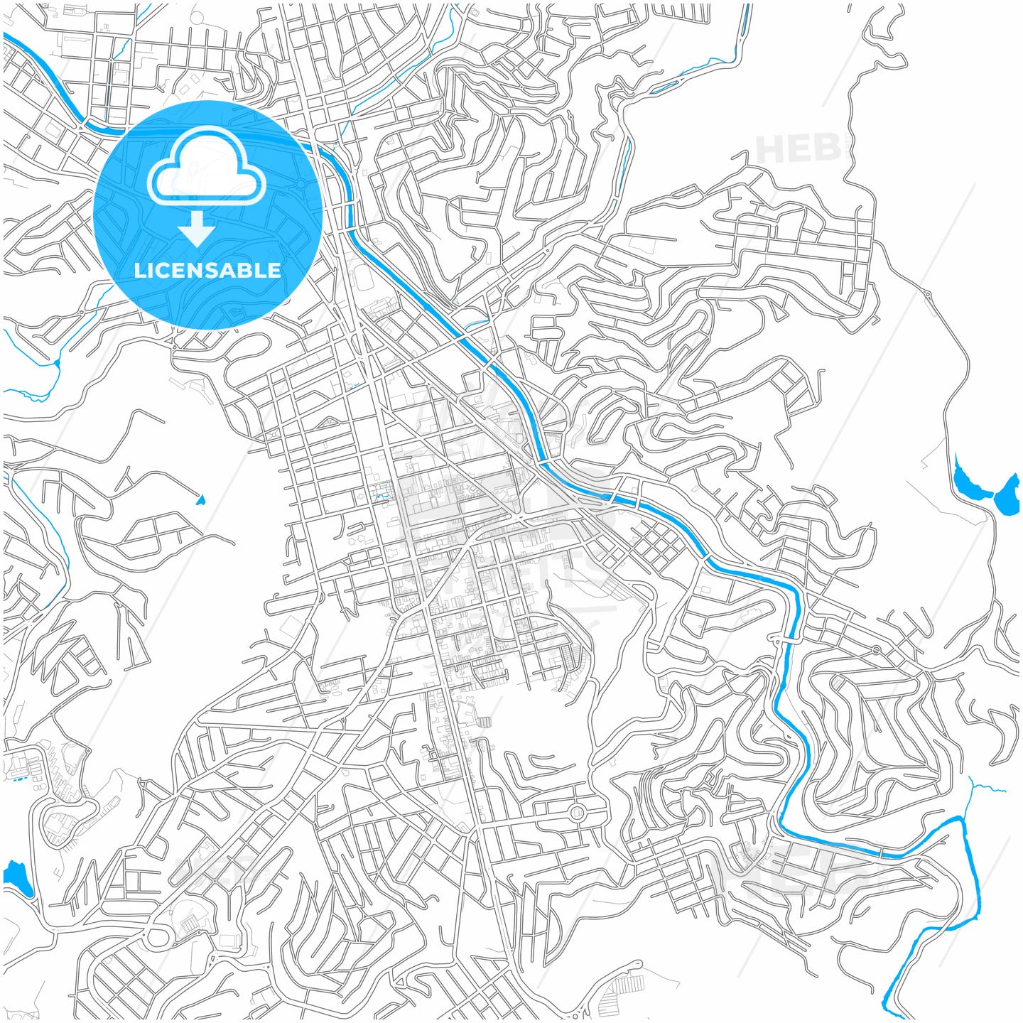 Juiz de Fora, Brazil, city map with high quality roads.