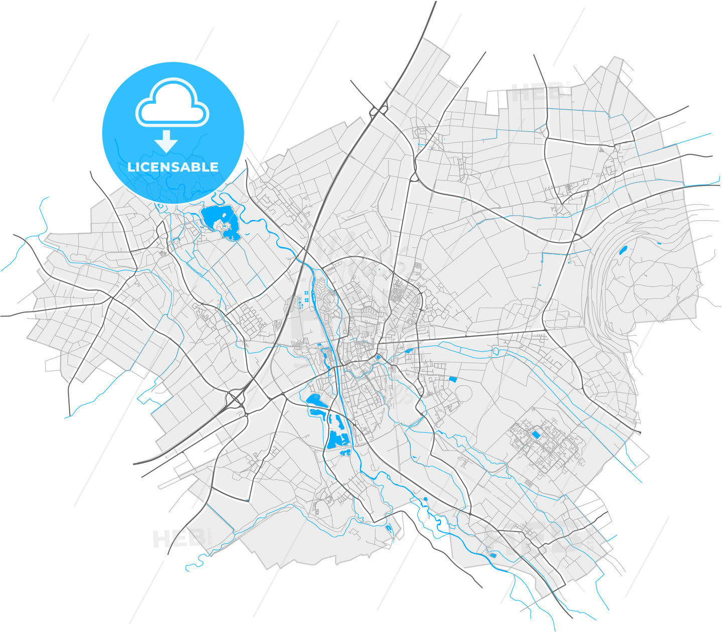 Julich, North Rhine-Westphalia, Germany, high quality vector map