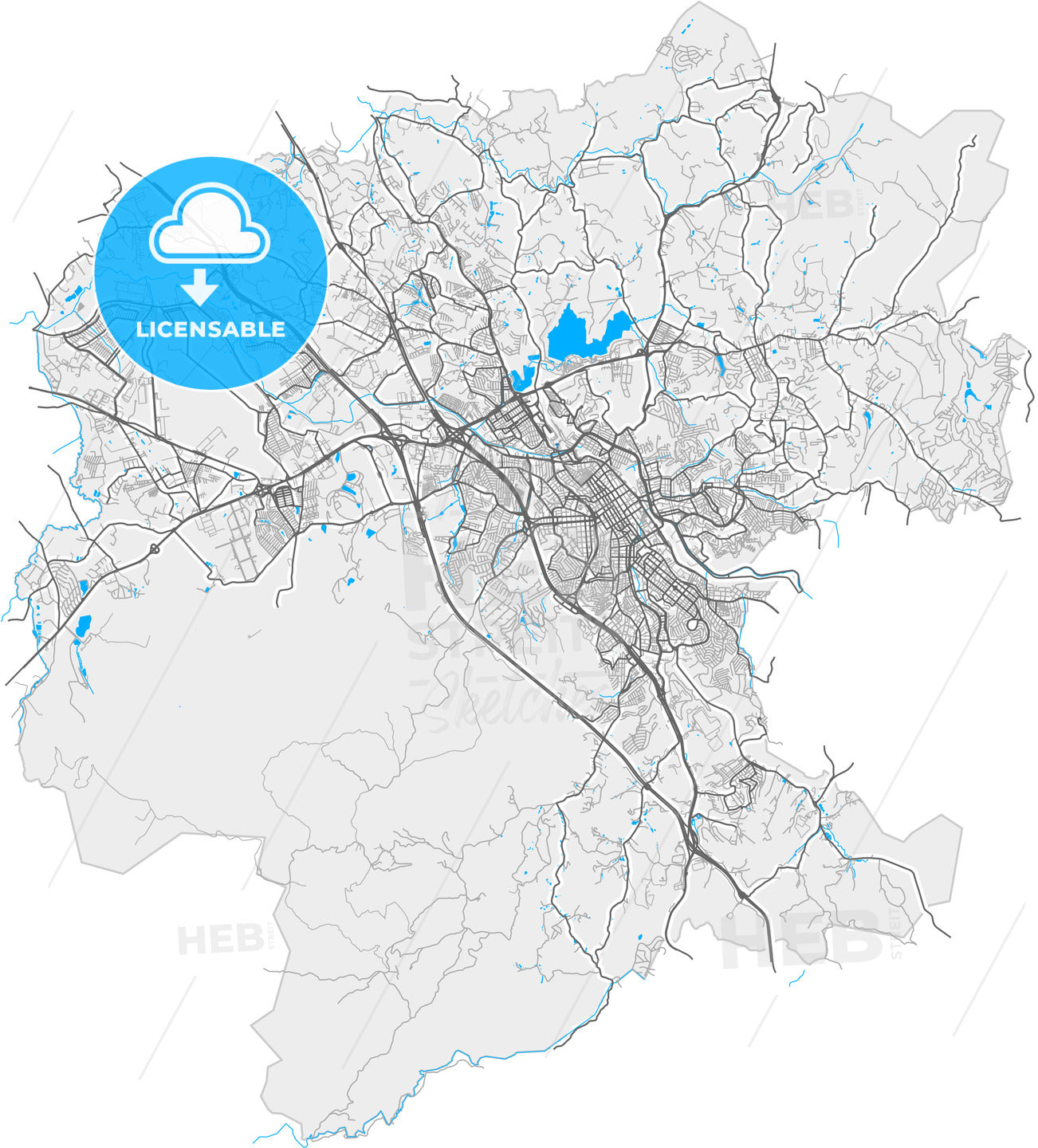 Jundiai, Brazil, high quality vector map