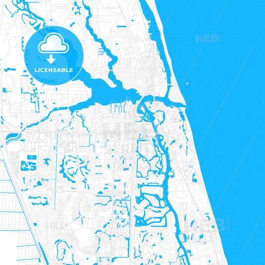Jupiter, Florida, United States, PDF vector map with water in focus