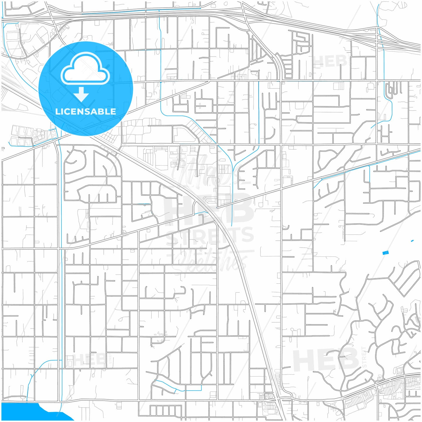 Jurupa Valley, California, United States, city map with high quality roads.