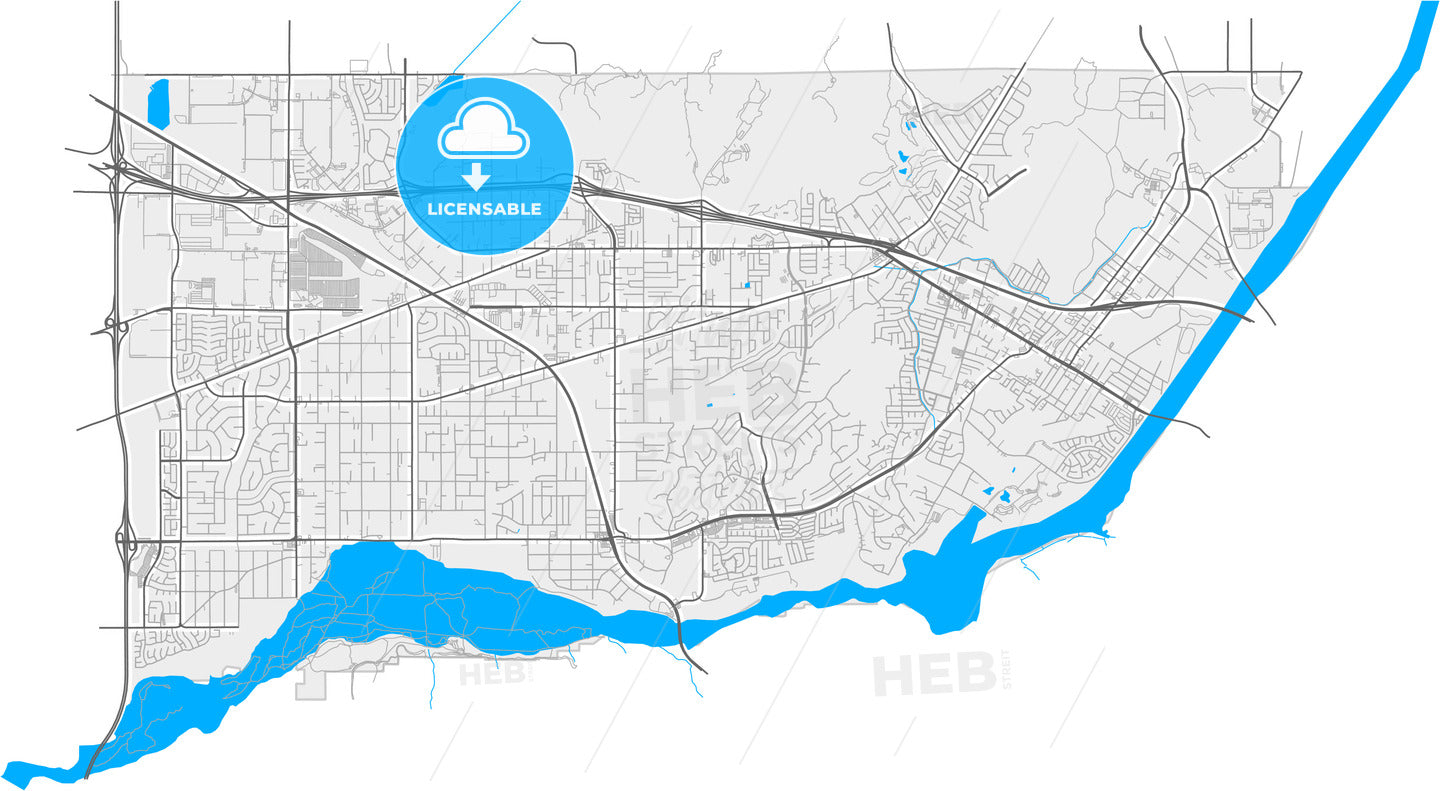 Jurupa Valley, California, United States, high resolution vector map