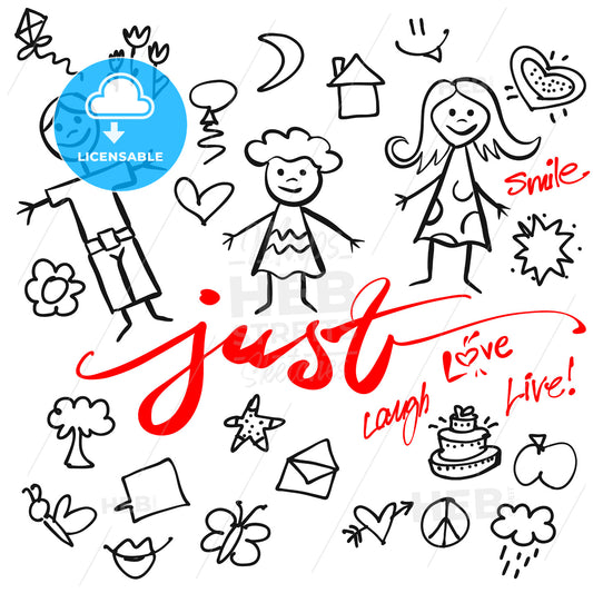 Just Family Doodle Vector Set – instant download