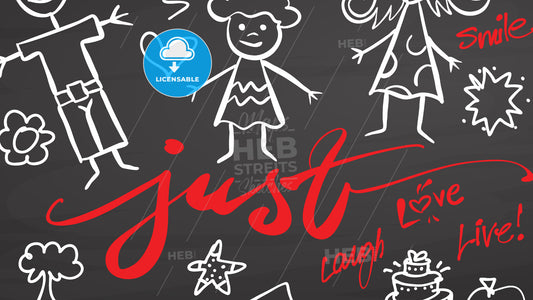Just Love lettering and doodles on chalkboard – instant download