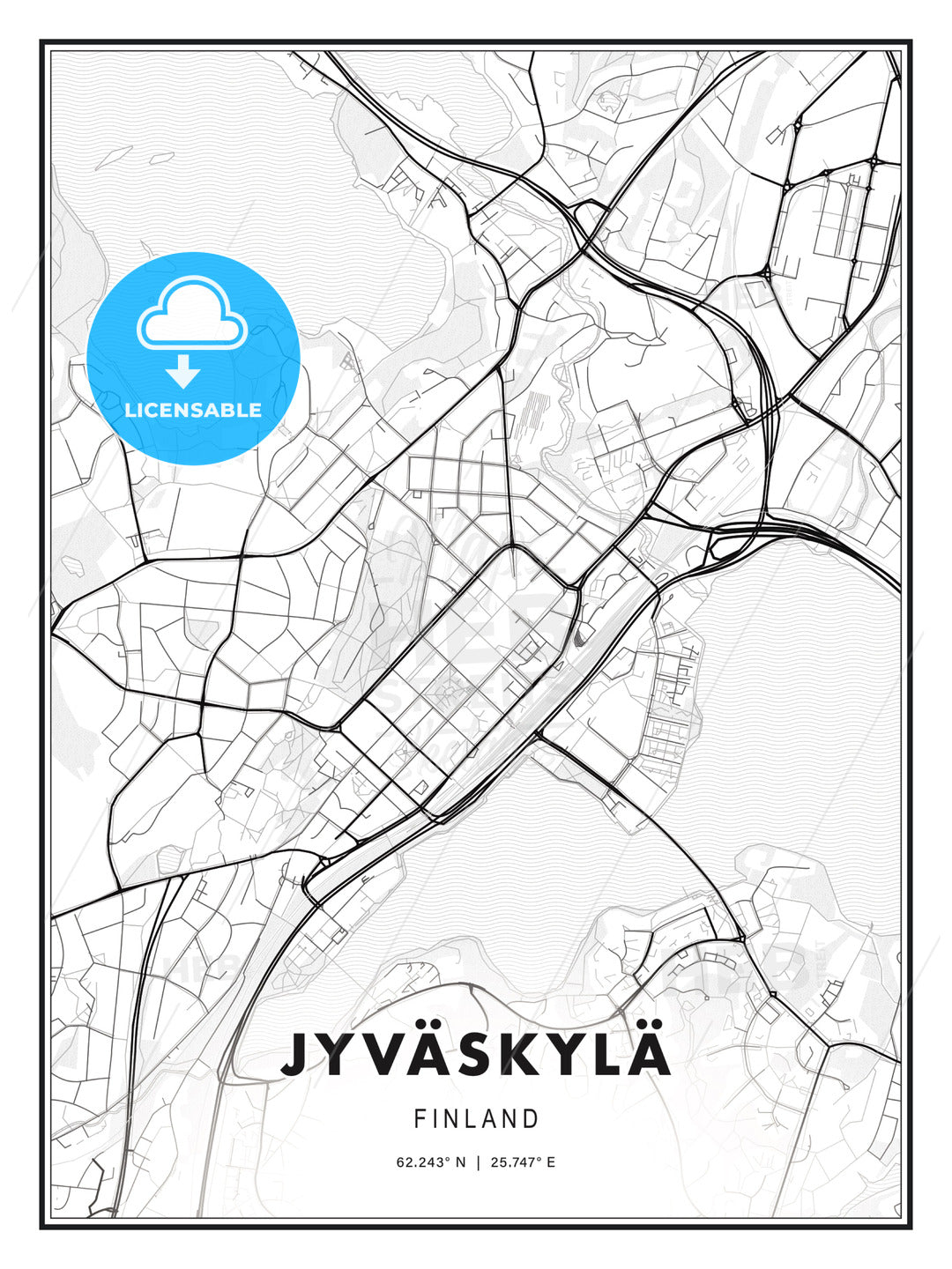 Jyväskylä, Finland, Modern Print Template in Various Formats - HEBSTREITS Sketches