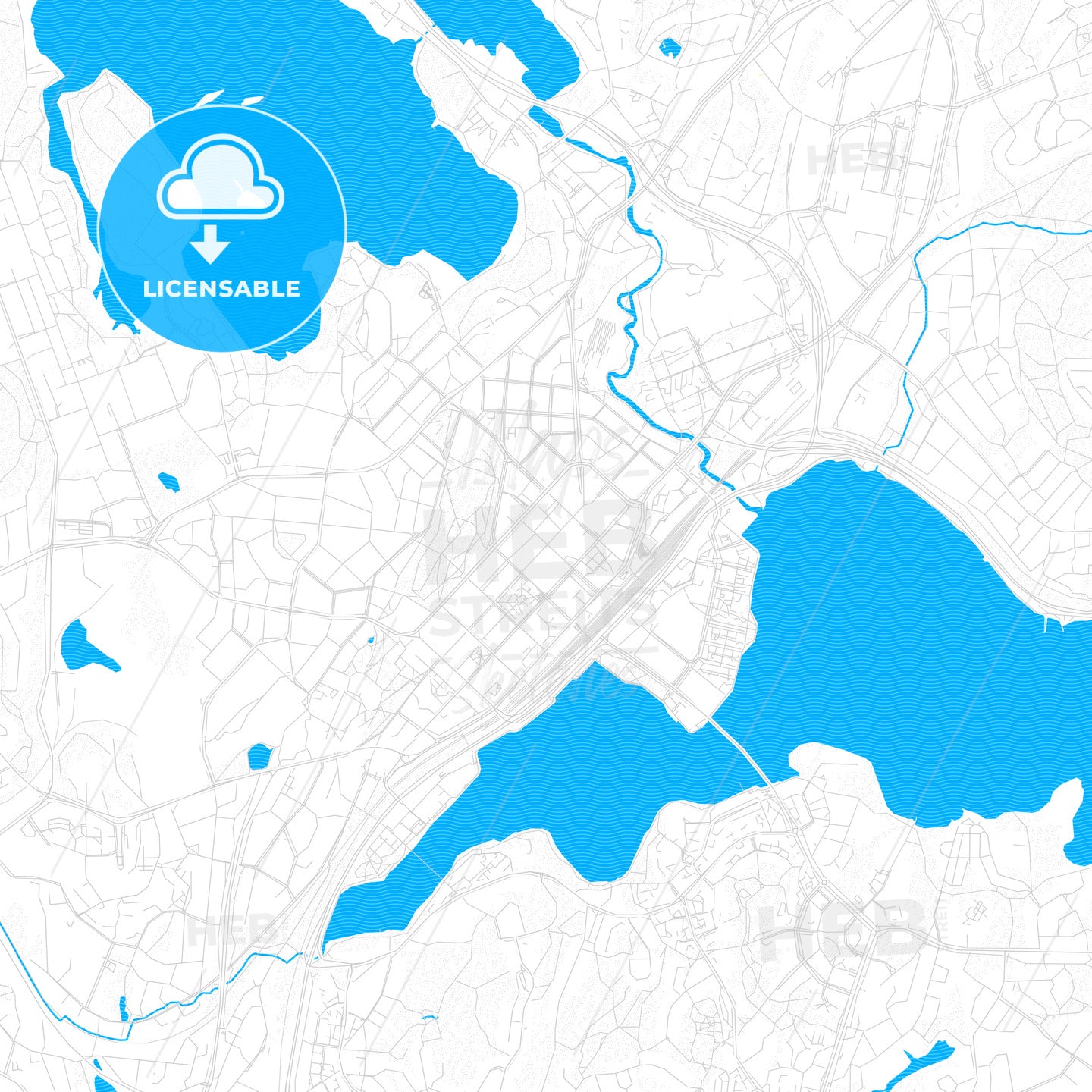 Jyväskylä, Finland PDF vector map with water in focus