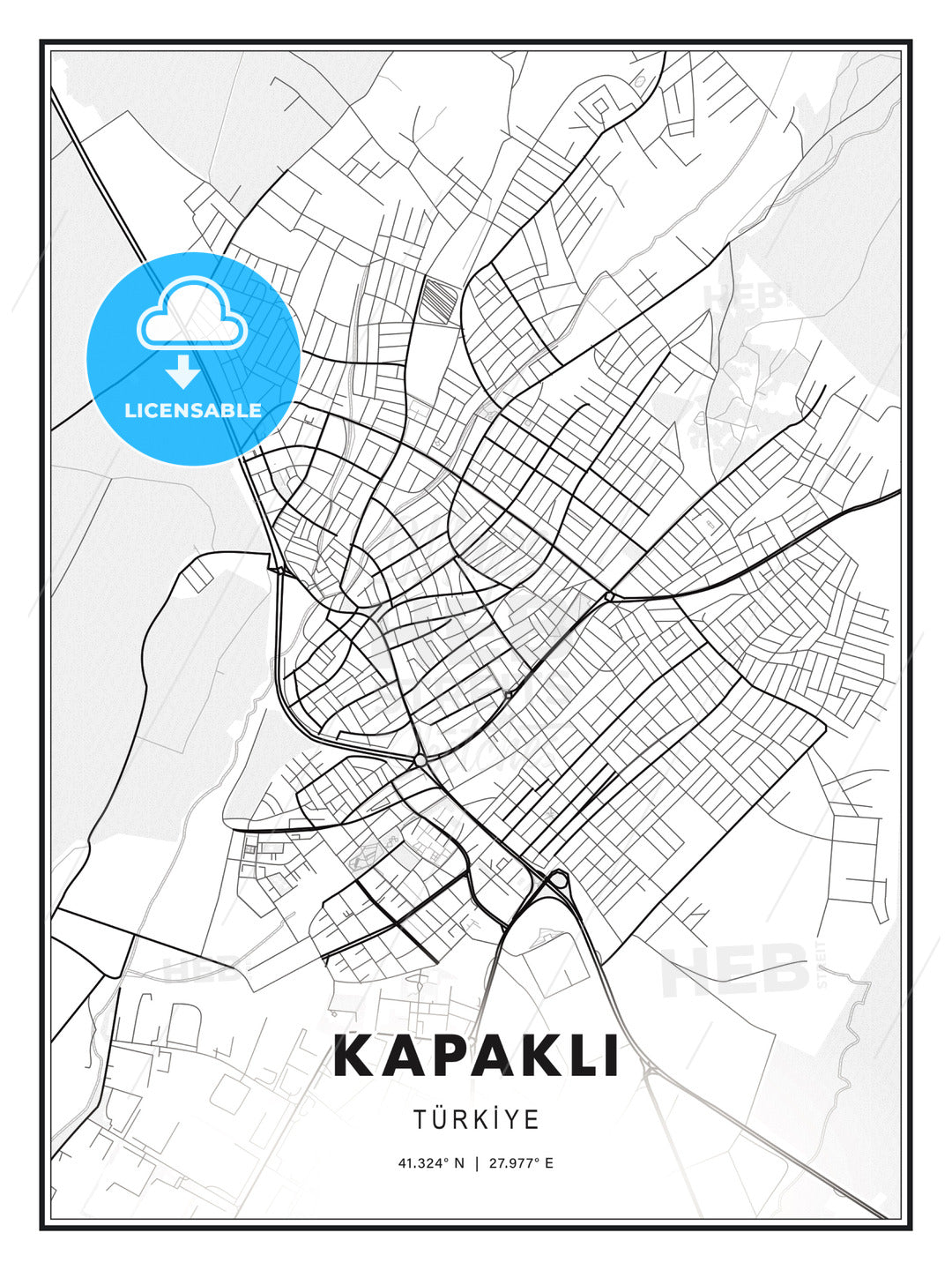 KAPAKLI / Kapaklı, Turkey, Modern Print Template in Various Formats - HEBSTREITS Sketches
