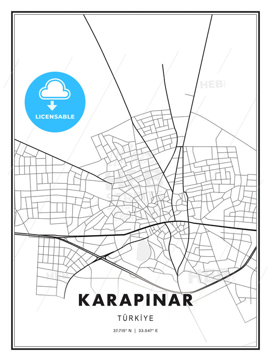 KARAPINAR / Karapınar, Turkey, Modern Print Template in Various Formats - HEBSTREITS Sketches
