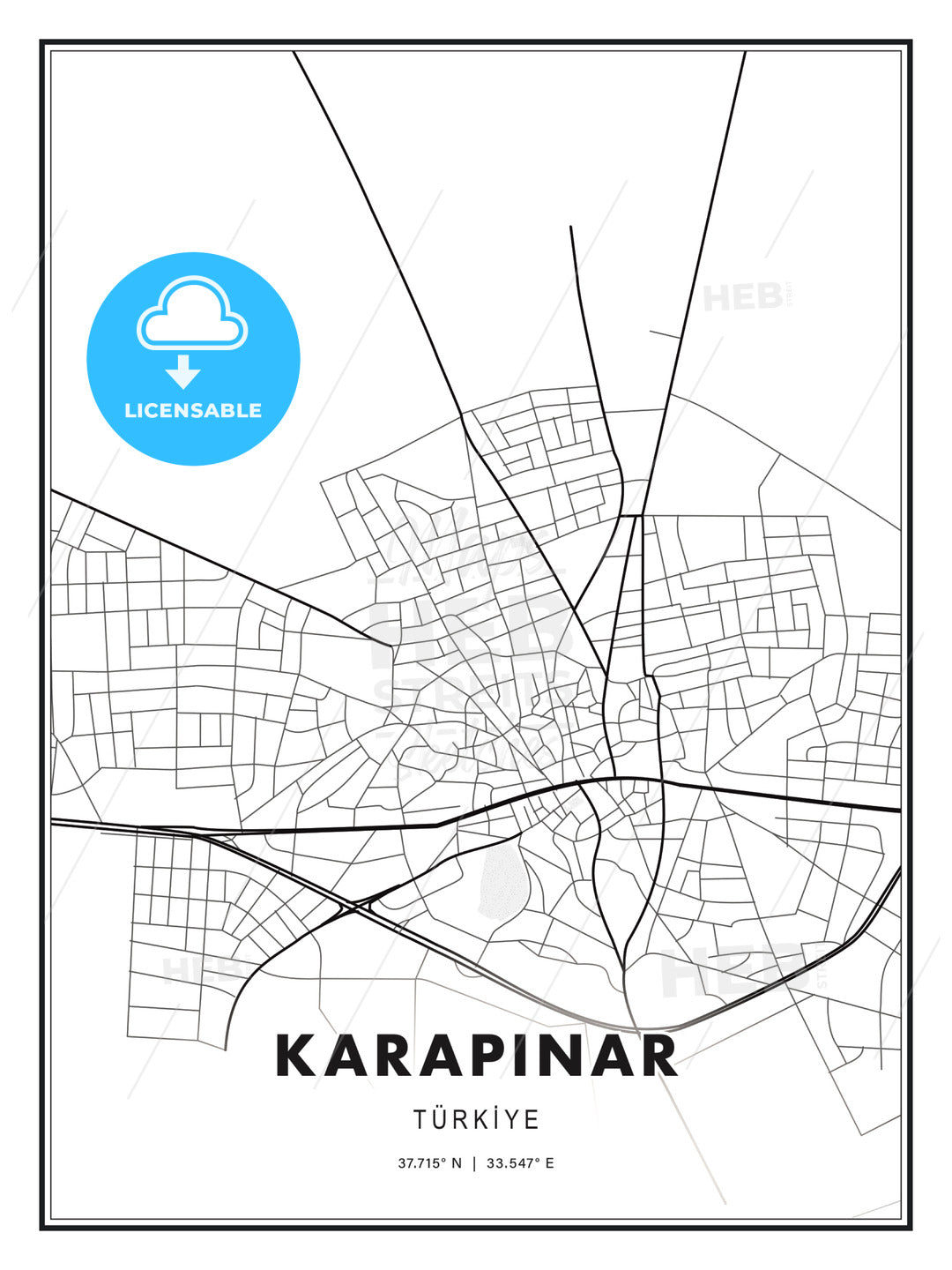 KARAPINAR / Karapınar, Turkey, Modern Print Template in Various Formats - HEBSTREITS Sketches