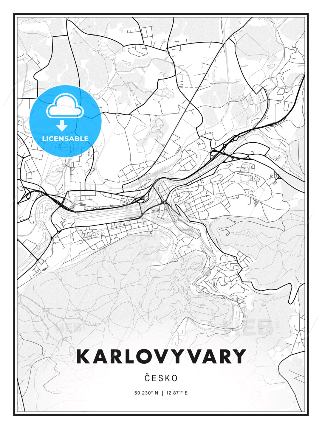 KARLOVYVARY / Karlovy Vary, Czechia, Modern Print Template in Various Formats - HEBSTREITS Sketches