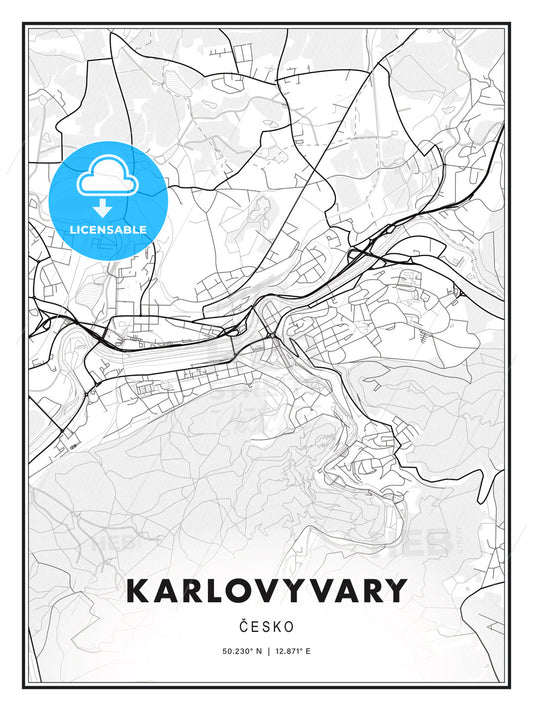 KARLOVYVARY / Karlovy Vary, Czechia, Modern Print Template in Various Formats - HEBSTREITS Sketches