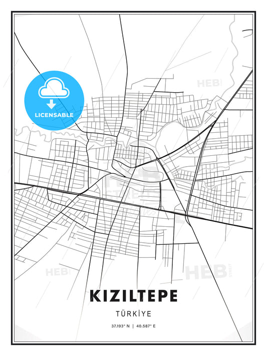 KIZILTEPE / Kızıltepe, Turkey, Modern Print Template in Various Formats - HEBSTREITS Sketches