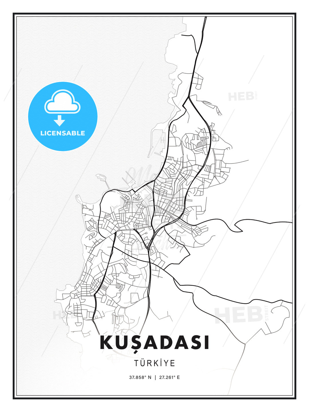 KUŞADASI / Kuşadası, Turkey, Modern Print Template in Various Formats - HEBSTREITS Sketches