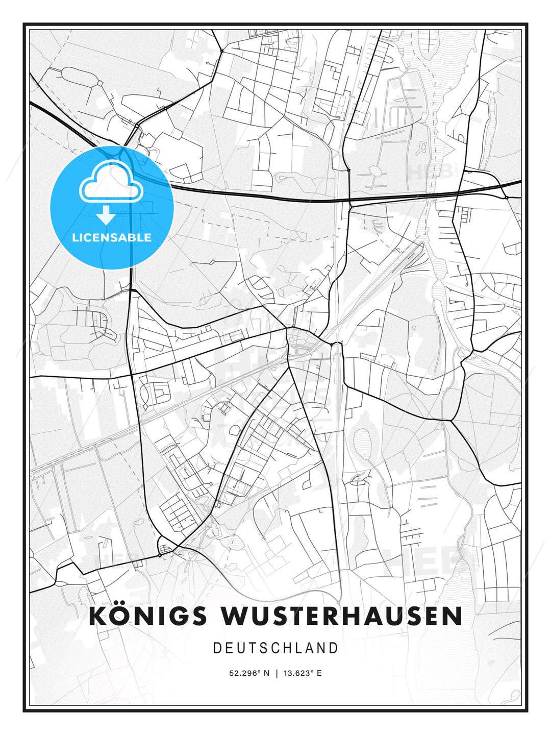 KÖNIGS WUSTERHAUSEN / Konigs Wusterhausen, Germany, Modern Print Template in Various Formats - HEBSTREITS Sketches