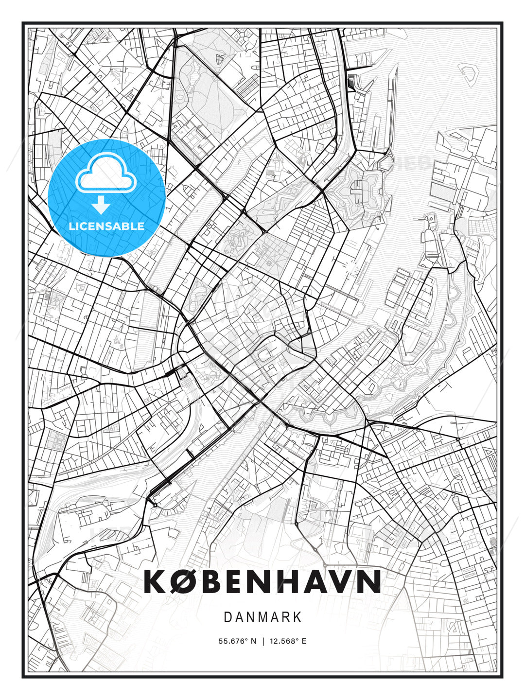 KØBENHAVN / Copenhagen, Denmark, Modern Print Template in Various Formats - HEBSTREITS Sketches