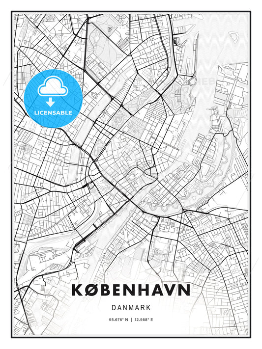 KØBENHAVN / Copenhagen, Denmark, Modern Print Template in Various Formats - HEBSTREITS Sketches