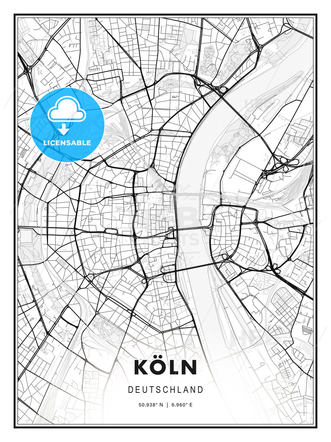 Köln, Germany, Modern Print Template in Various Formats - HEBSTREITS Sketches