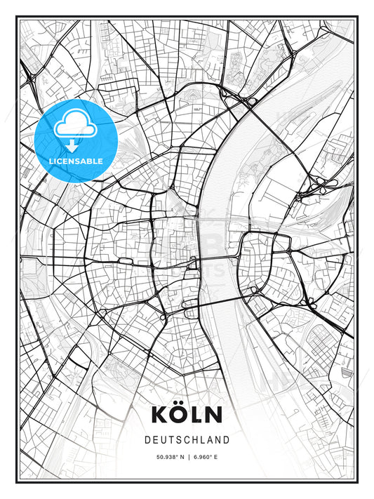Köln, Germany, Modern Print Template in Various Formats - HEBSTREITS Sketches