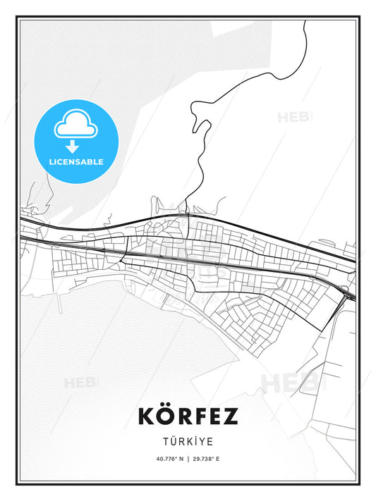 Körfez, Turkey, Modern Print Template in Various Formats - HEBSTREITS Sketches