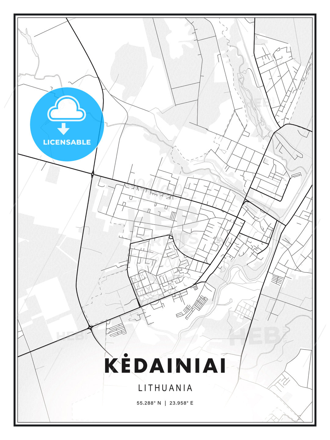 Kėdainiai, Lithuania, Modern Print Template in Various Formats - HEBSTREITS Sketches
